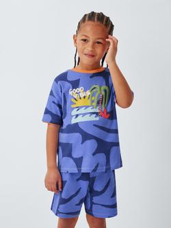 John Lewis Kids' Good Vibes Short Pyjamas, Blue, Blue