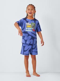 John Lewis Kids' Good Vibes Short Pyjamas, Blue - view 2, Blue