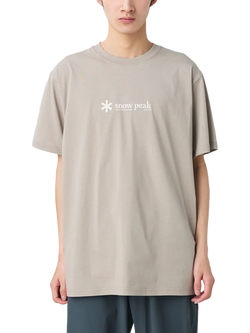 Snow Peak Logo Crew Neck Cotton T-Shirt, Greige, Greige