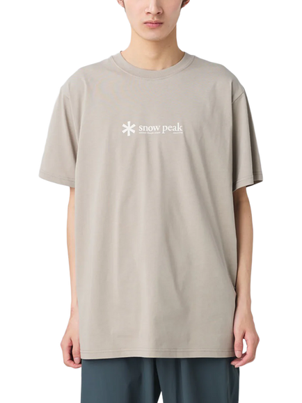 Snow Peak Logo Crew Neck Cotton T-Shirt, Greige, Greige