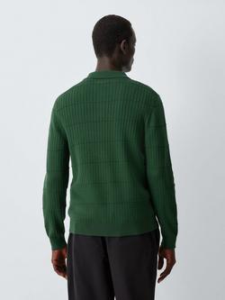 Kin Long Sleeve Textured Cotton Knit Polo Shirt - view 2, Dark Green