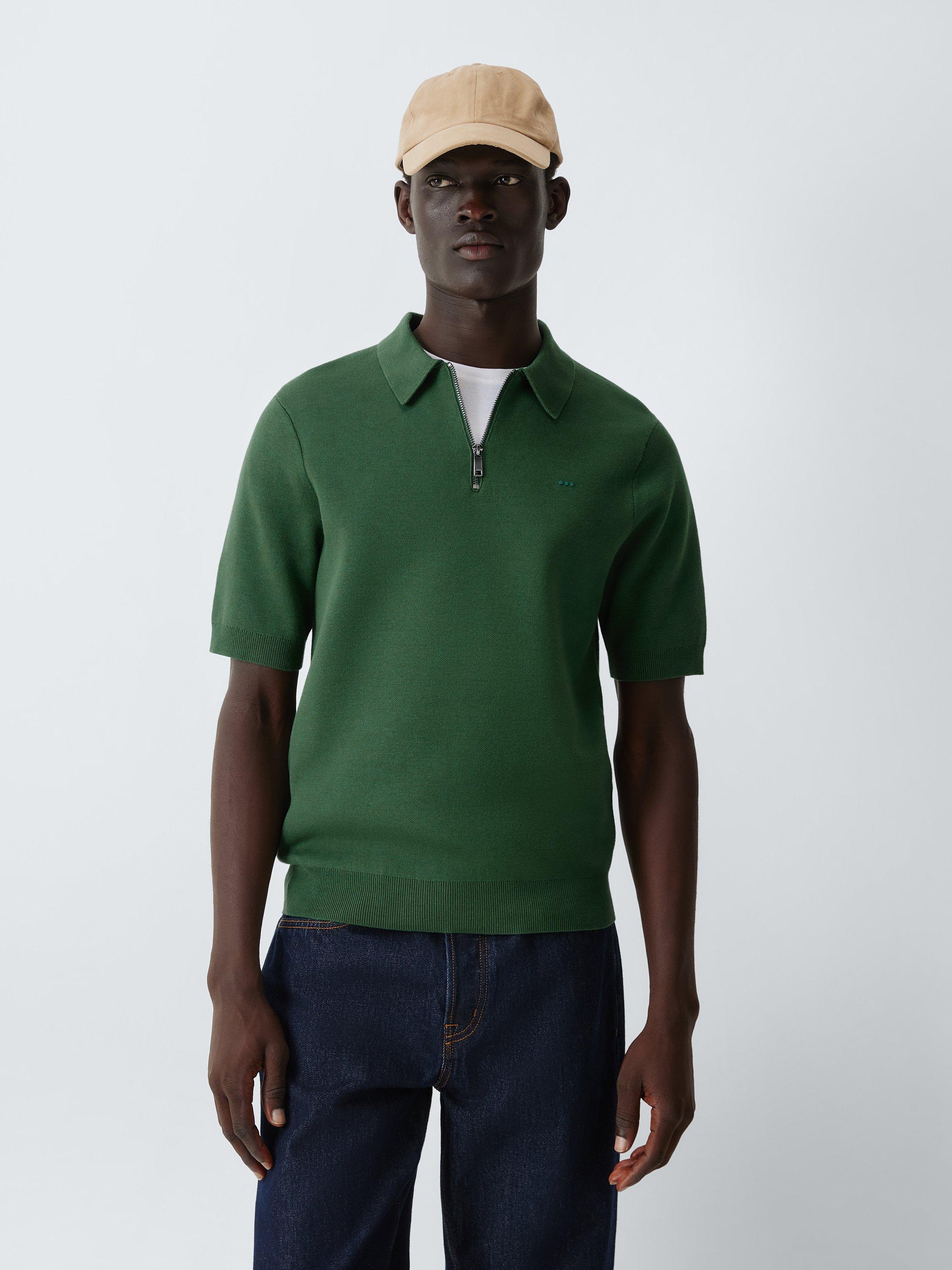 Cotton Knit Short-Sleeve Polo オリーブ 1 Buy Green Regular Fit Cotton Rich Textured Short Sleeve Knit Polo