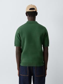 Kin Short Sleeve Zip Neck Cotton Blend Knit Polo Shirt - view 2, Dark Green