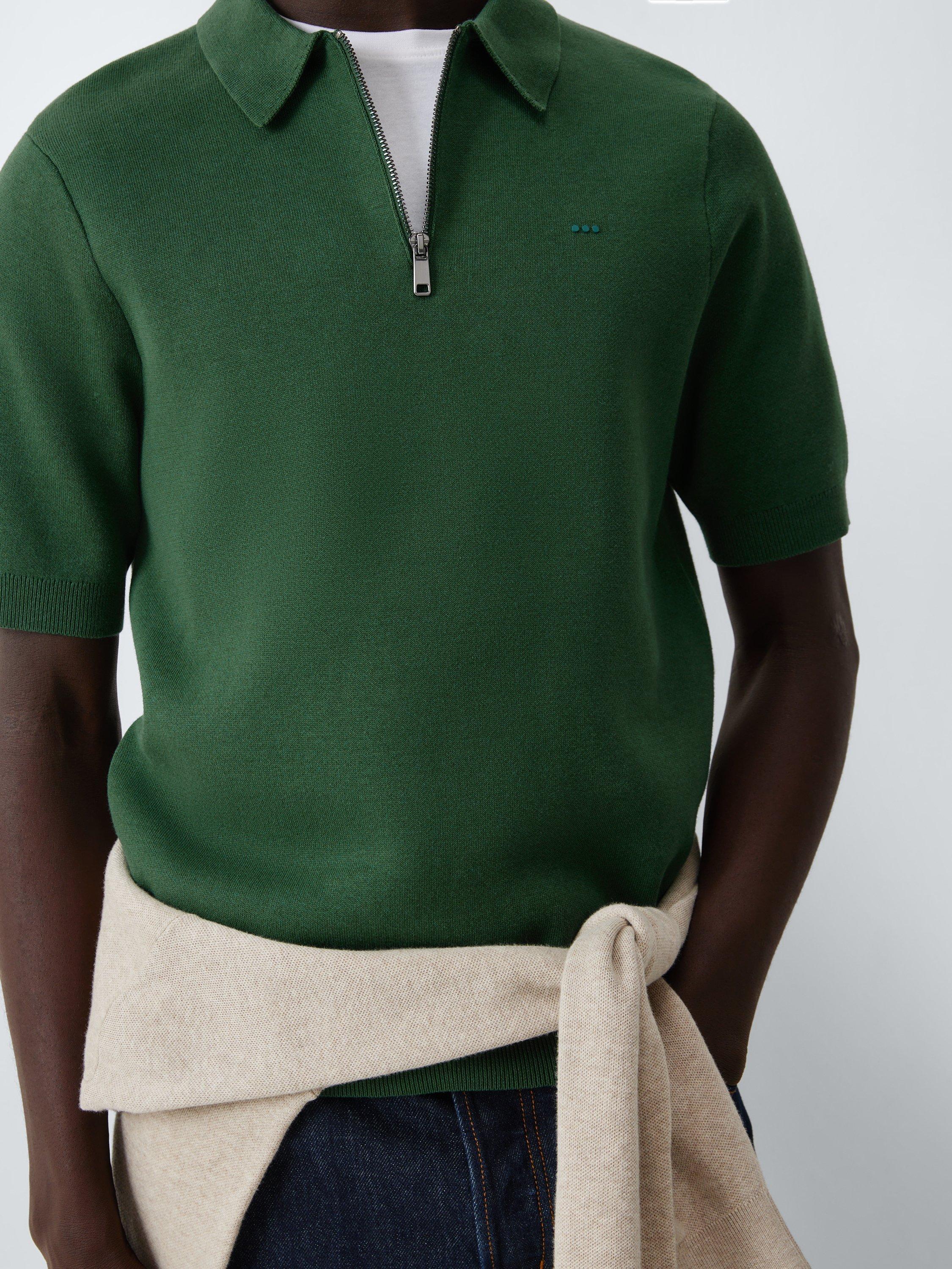 本日限定Cotton Knit Short-Sleeve Polo オリーブ 1 Buy Khaki Green Short Sleeve Frill Polo Knitted Top from the Next