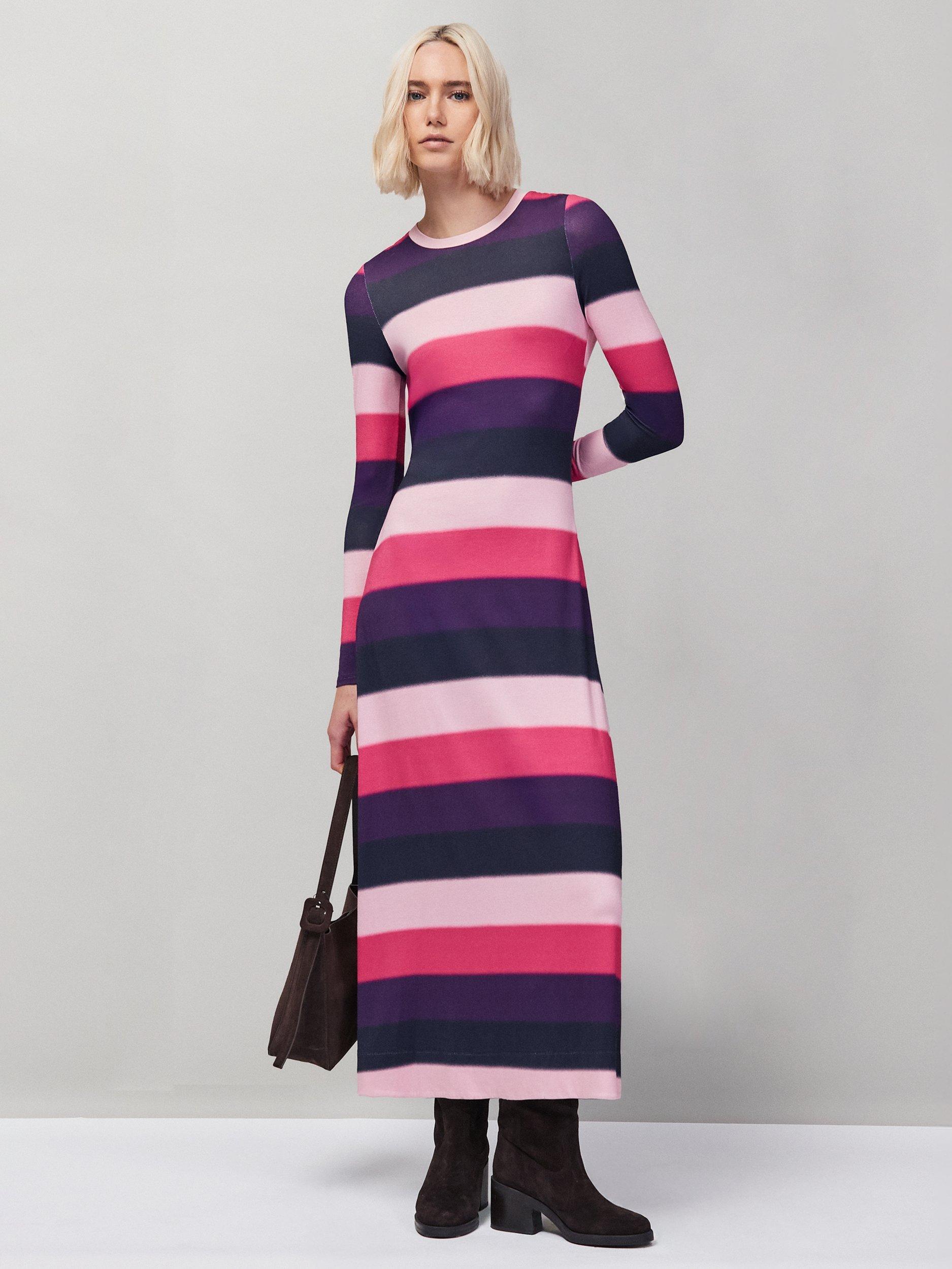 Product image 1 of 4, which shows Ro&Zo Blurred Stripe Maxi Dress, Multi, 6