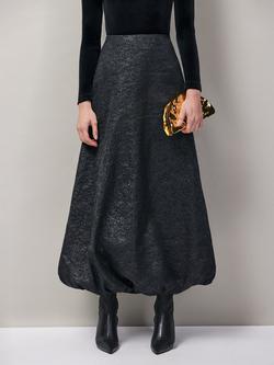 Ro&Zo Jacquard Puffball Skirt, Black - view 2, Black