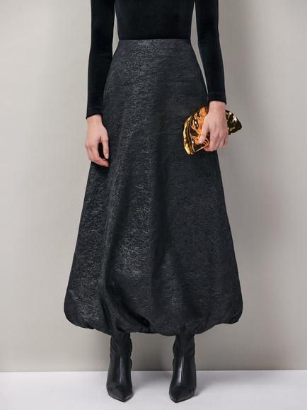 Ro&Zo Petite Jacquard Puffball Skirt, Black - view 2, Black