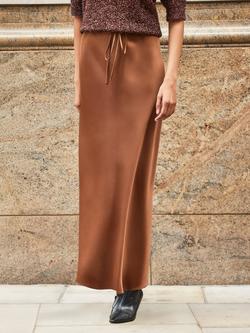 Ro&Zo Petite Seam Detail Satin Skirt, Brown - view 2, Brown