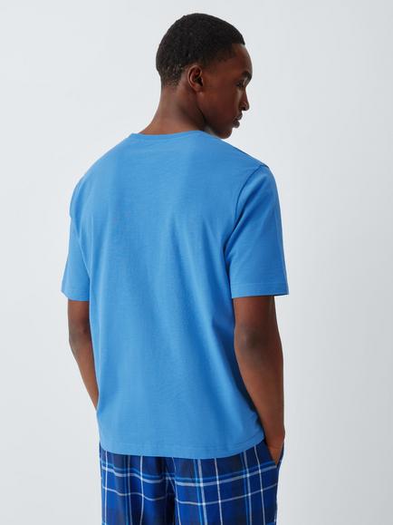 John Lewis Organic Cotton Lounge T-Shirt, Blue Mid - view 2, Blue Mid