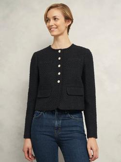 Hobbs Seraphina Tweed Cropped Jacket, Black, Black