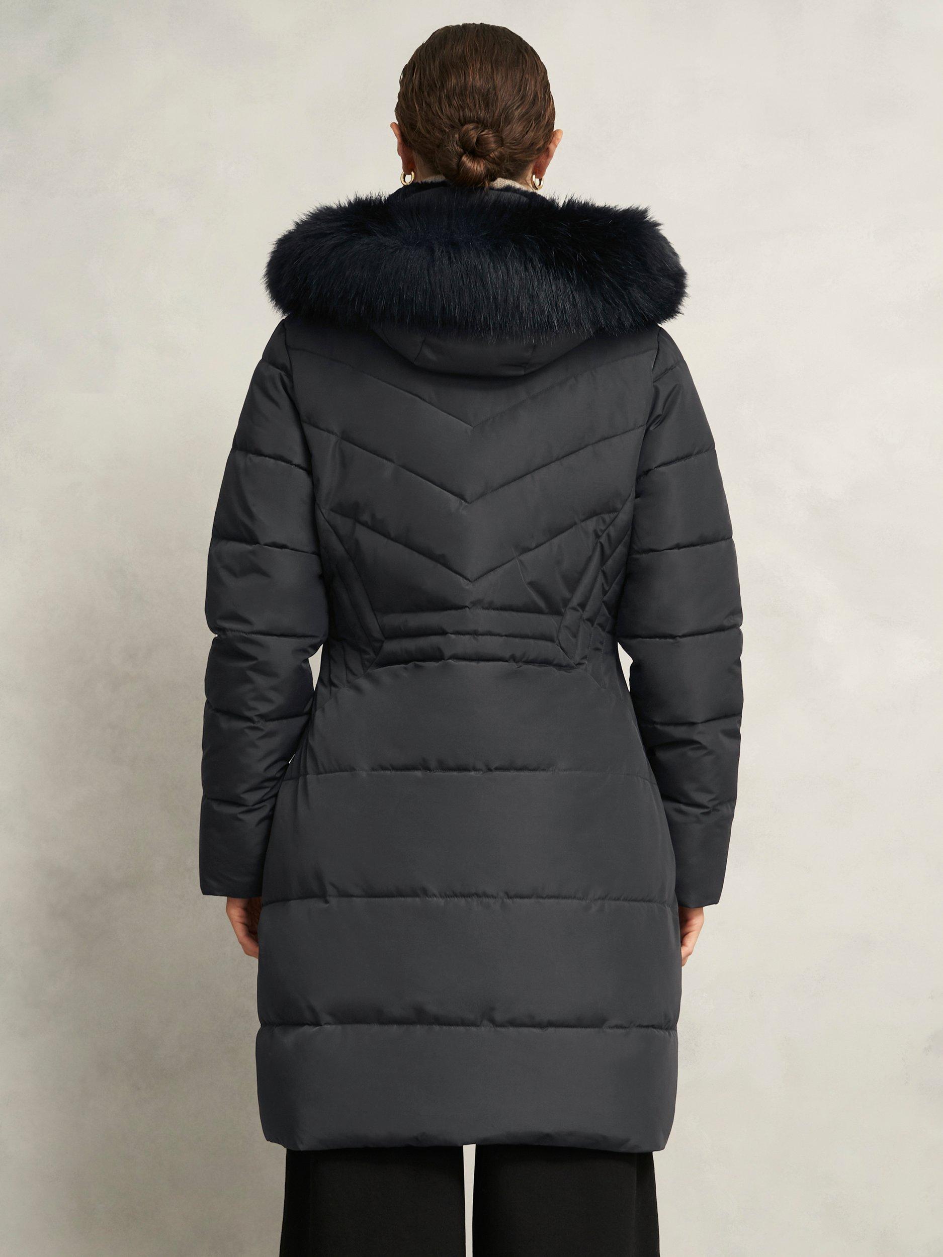 Product image 2 of 6, which shows Hobbs Kaia Padded Hooded Coat, Charcoal, 8