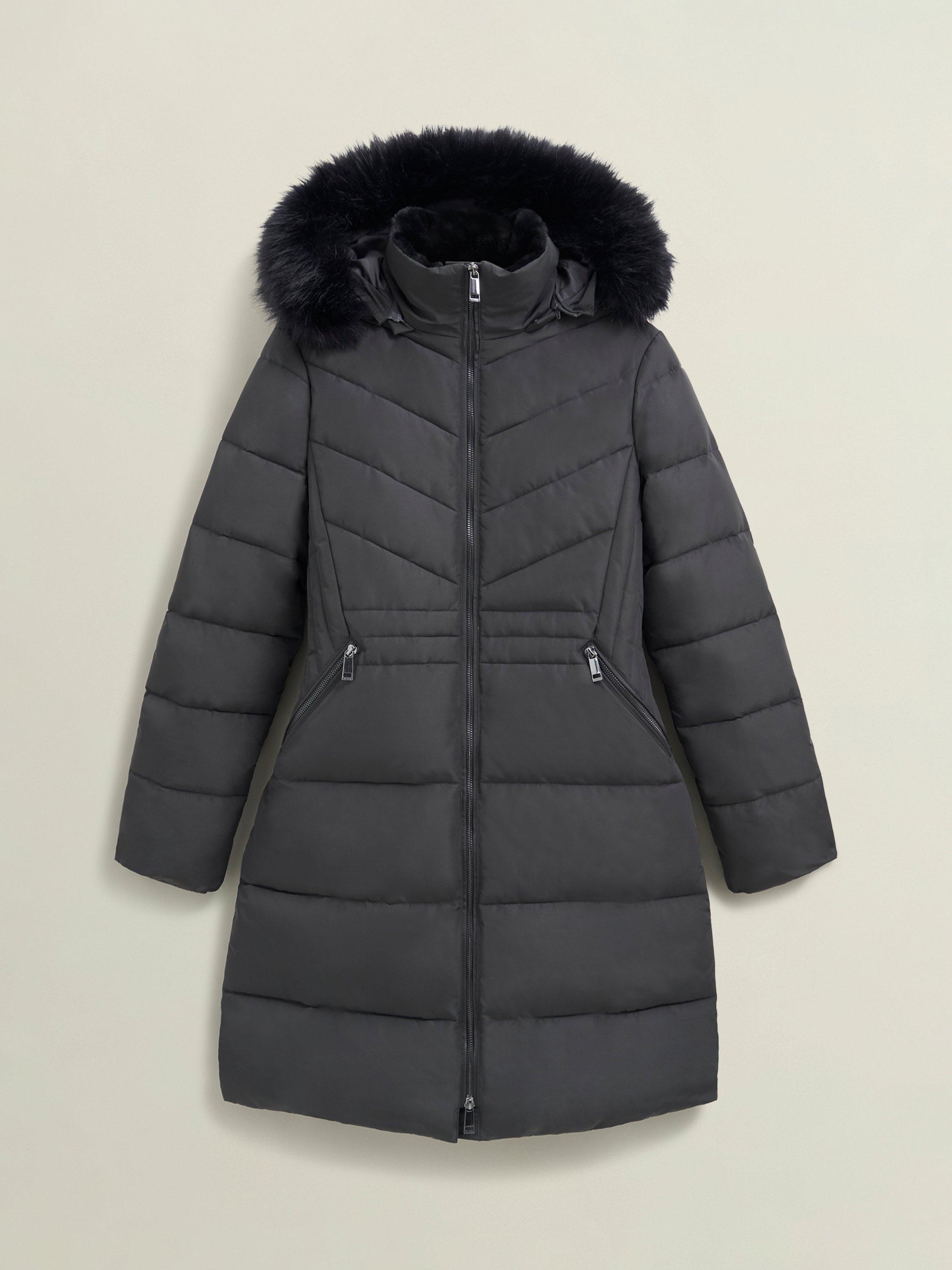 Product image 4 of 6, which shows Hobbs Kaia Padded Hooded Coat, Charcoal, 8