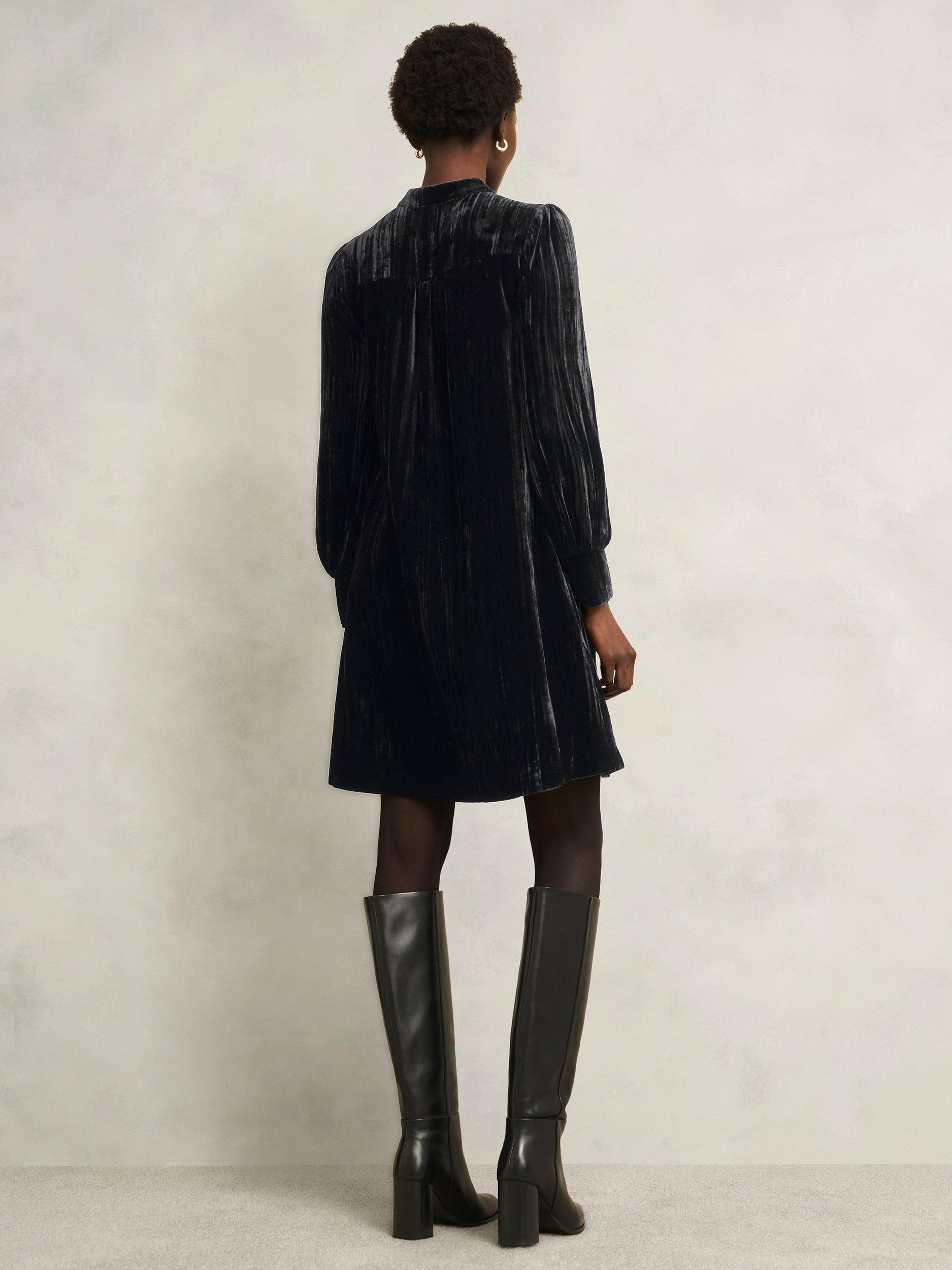 Product image 2 of 6, which shows Hobbs Sienna Velvet Dress, Black, 10