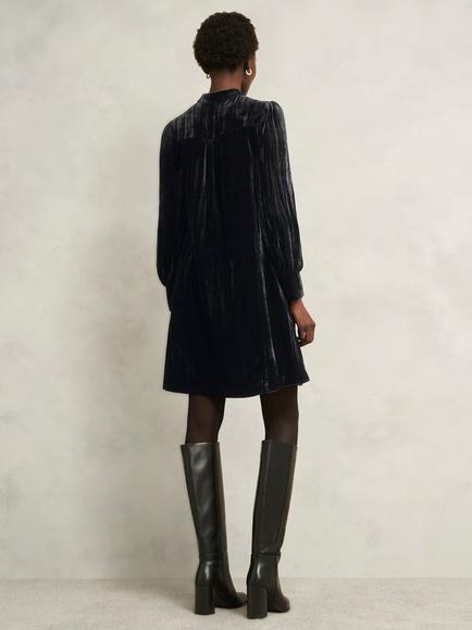 Hobbs Sienna Velvet Dress, Black - view 2, Black