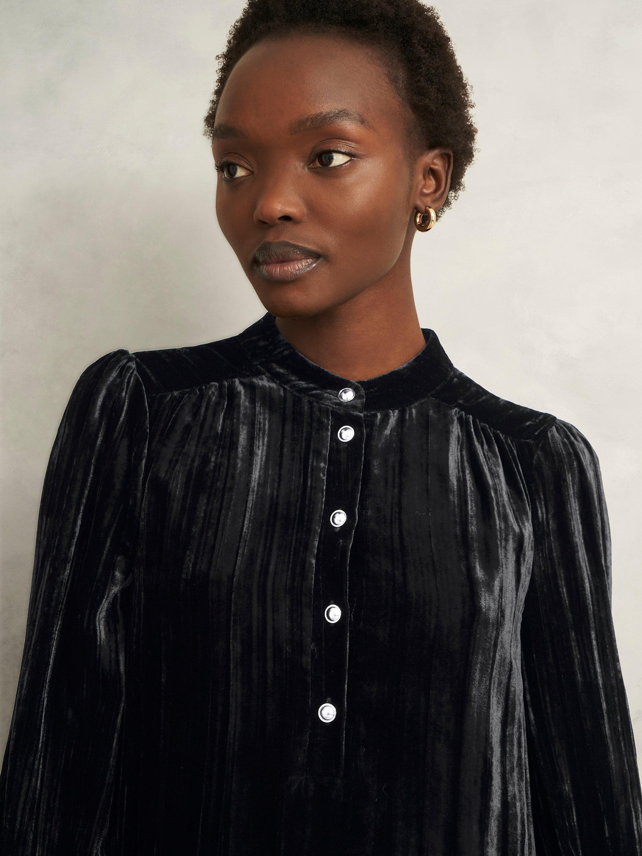 Product image 3 of 6, which shows Hobbs Sienna Velvet Dress, Black, 10