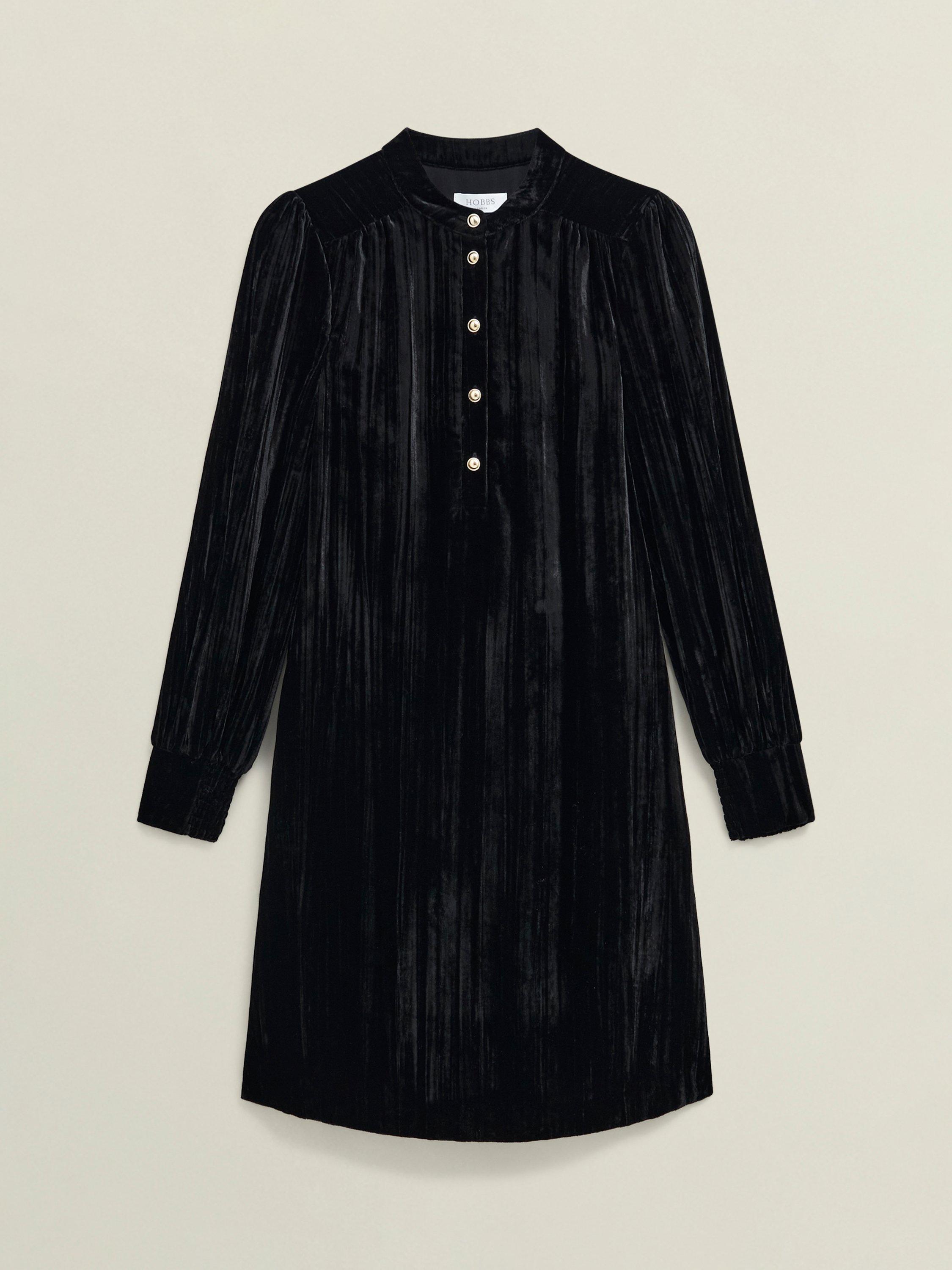 Product image 4 of 6, which shows Hobbs Sienna Velvet Dress, Black, 10