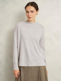 Hobbs Carine Cashmere High Neck Jumper, Pale Grey Marl, Pale Grey Marl