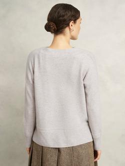 Hobbs Carine Cashmere High Neck Jumper, Pale Grey Marl - view 2, Pale Grey Marl