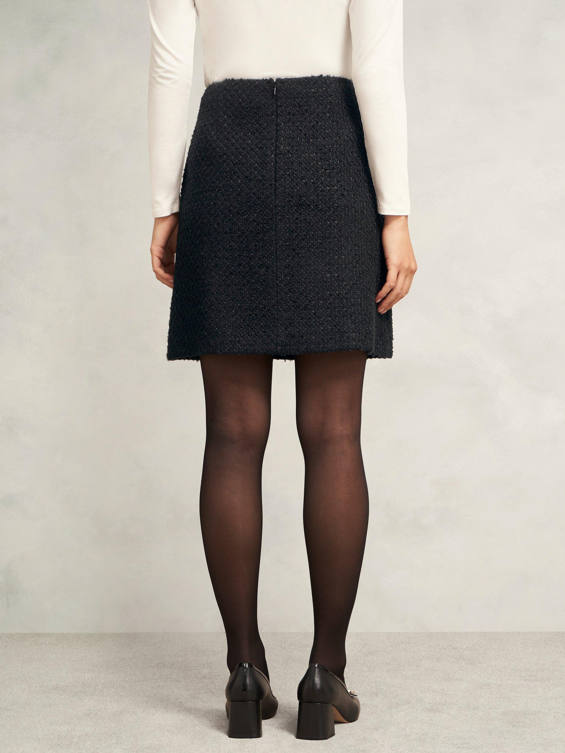 Product image 2 of 5, which shows Hobbs Seraphina Textured Mini Skirt, Black, 10