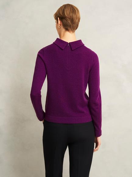 Hobbs Tali Roll Neck Jumper, Vibrant Purple - view 2, Vibrant Purple