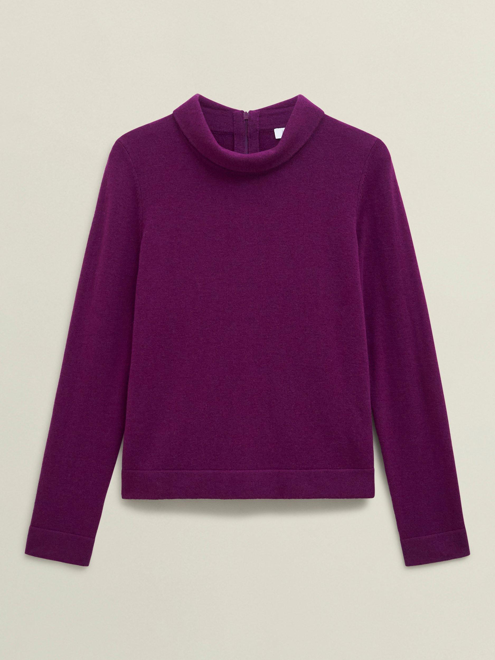 Product image 4 of 6, which shows Hobbs Tali Roll Neck Jumper, Vibrant Purple, XS