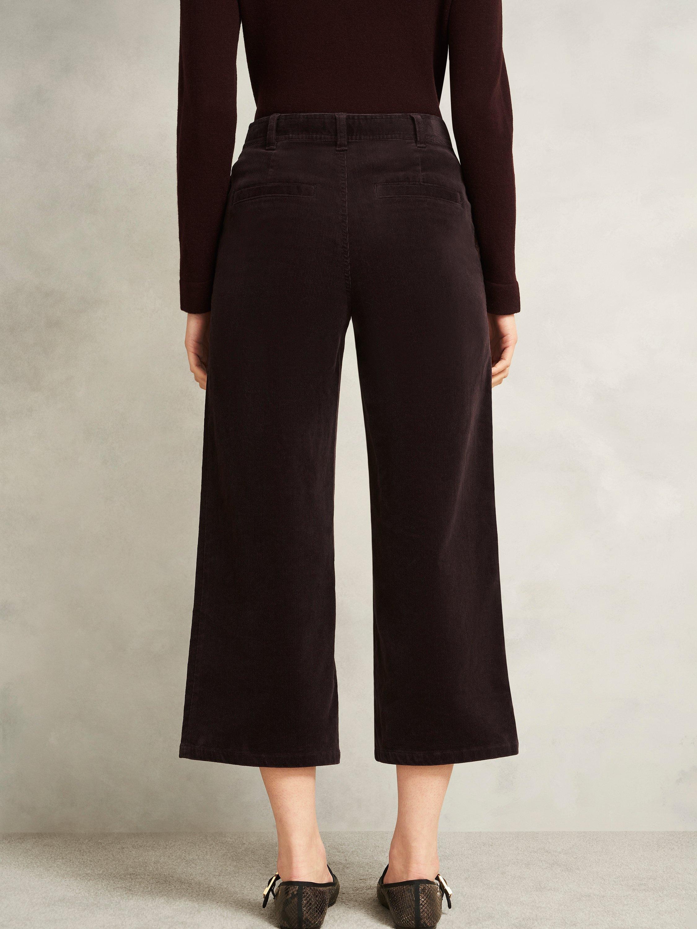 Product image 2 of 5, which shows Hobbs Kendall Cropped Corduroy Trousers, Deep Brown, 12