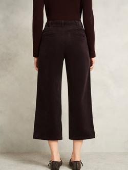Hobbs Kendall Cropped Corduroy Trousers, Deep Brown - view 2, Deep Brown