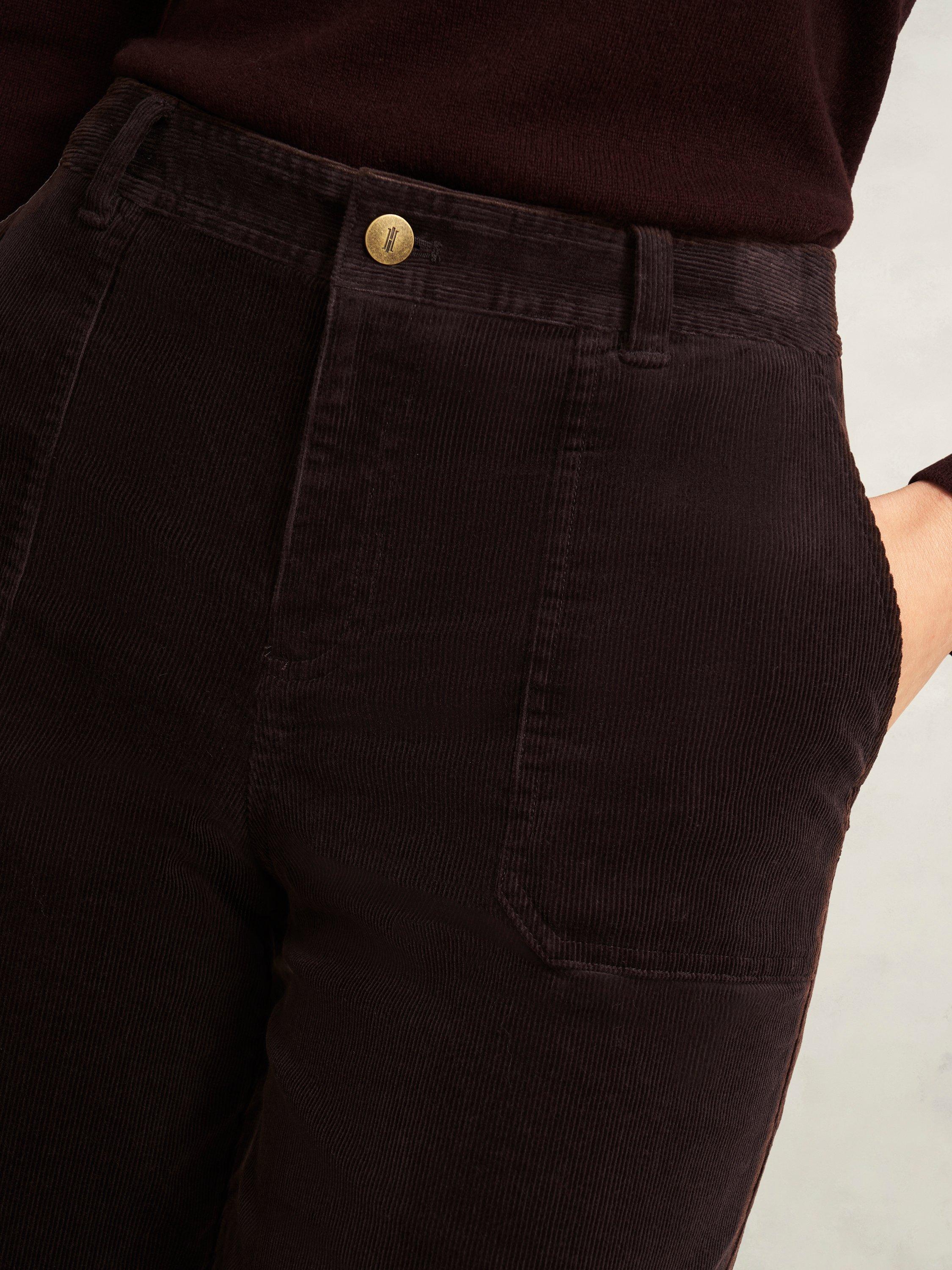 Product image 3 of 5, which shows Hobbs Kendall Cropped Corduroy Trousers, Deep Brown, 12
