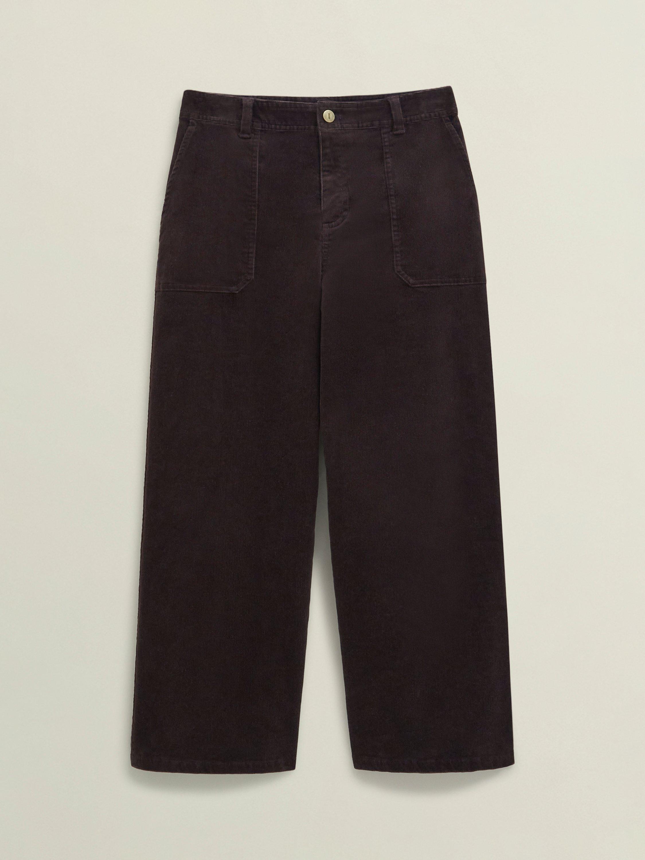 Product image 4 of 5, which shows Hobbs Kendall Cropped Corduroy Trousers, Deep Brown, 12