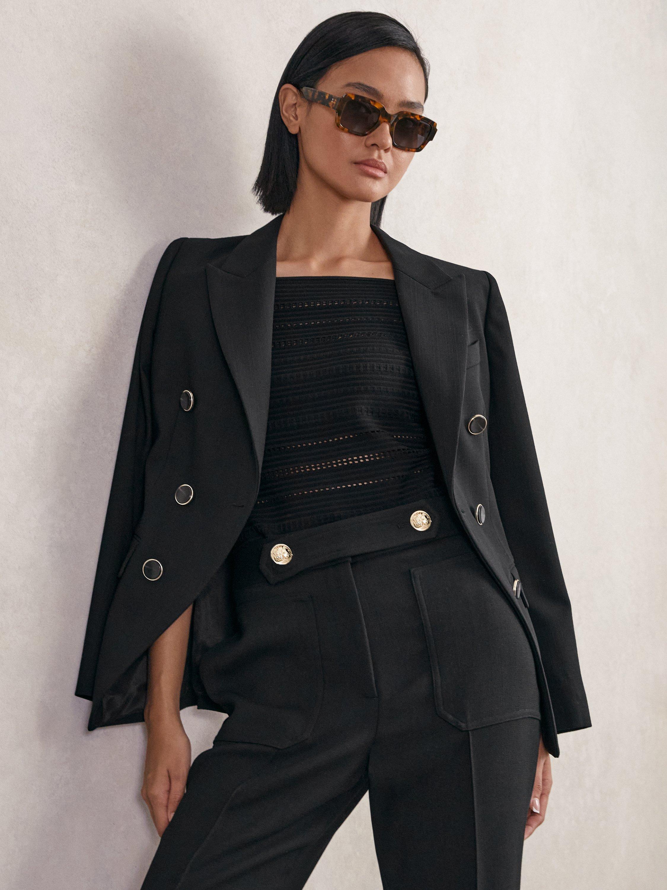 Reiss Petite Lia Double Breasted Wool Blend Blazer