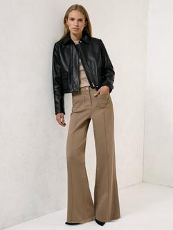 Reiss Drew Leather Collar Jacket, Black