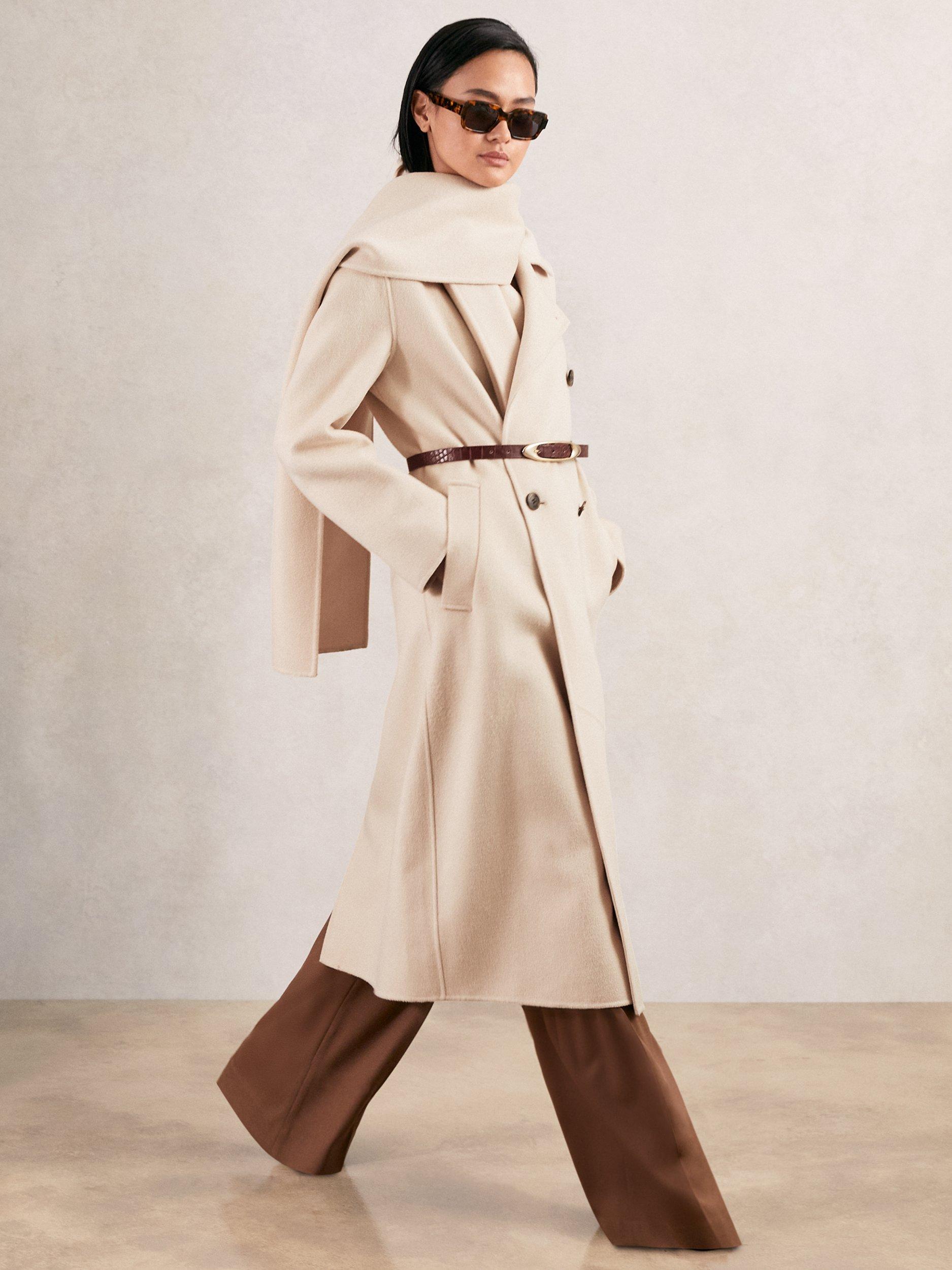 Product image 1 of 5, which shows Reiss Petite Indira Wool Rich Coat, Cream, 10Pt