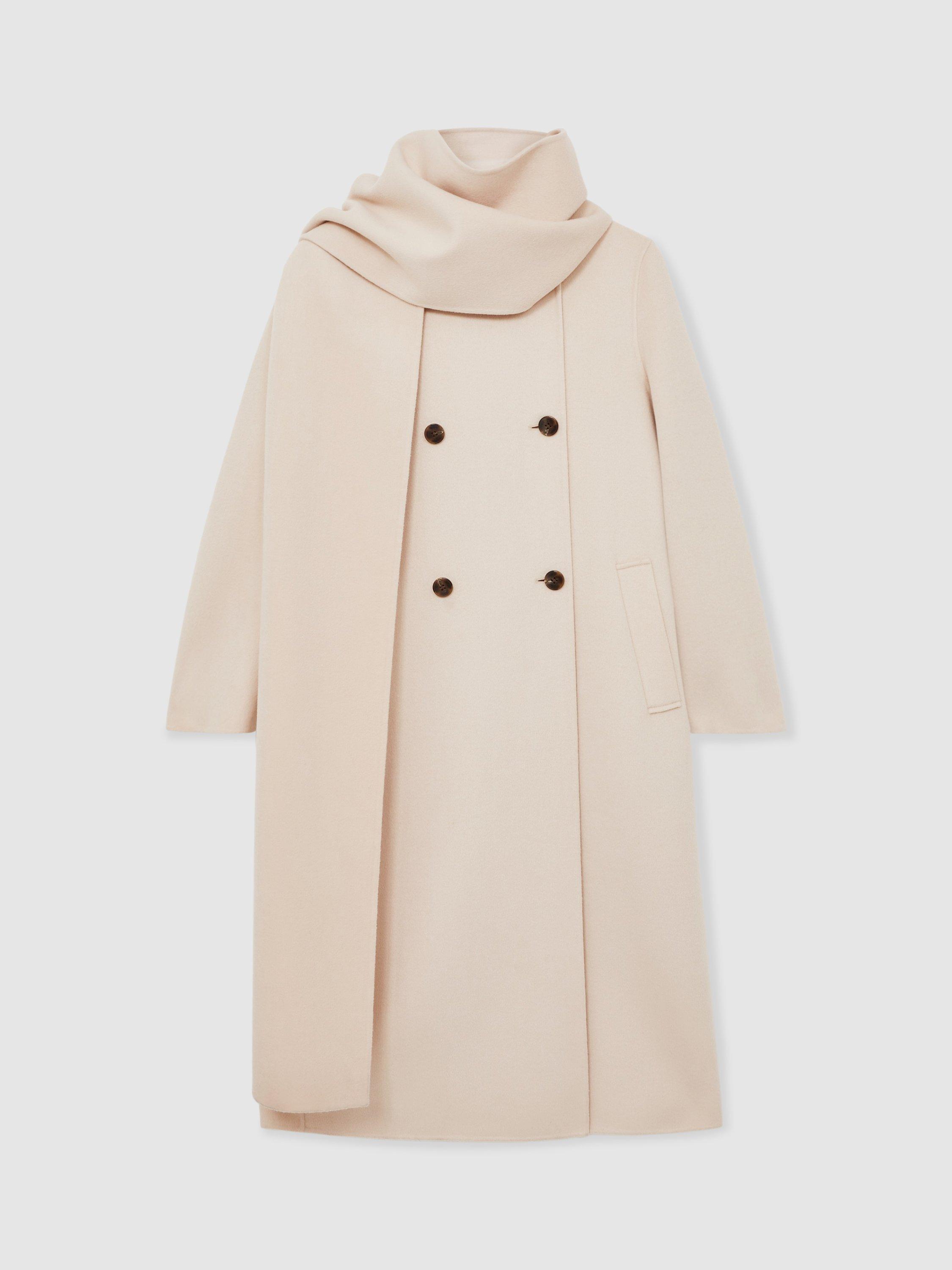 Product image 3 of 5, which shows Reiss Petite Indira Wool Rich Coat, Cream, 10Pt