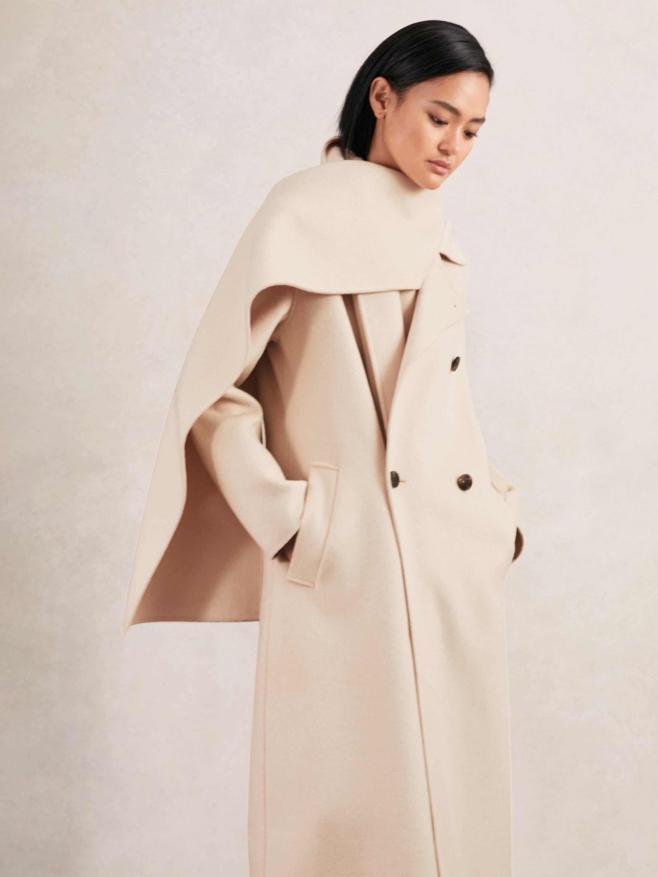 Product image 5 of 5, which shows Reiss Petite Indira Wool Rich Coat, Cream, 10Pt