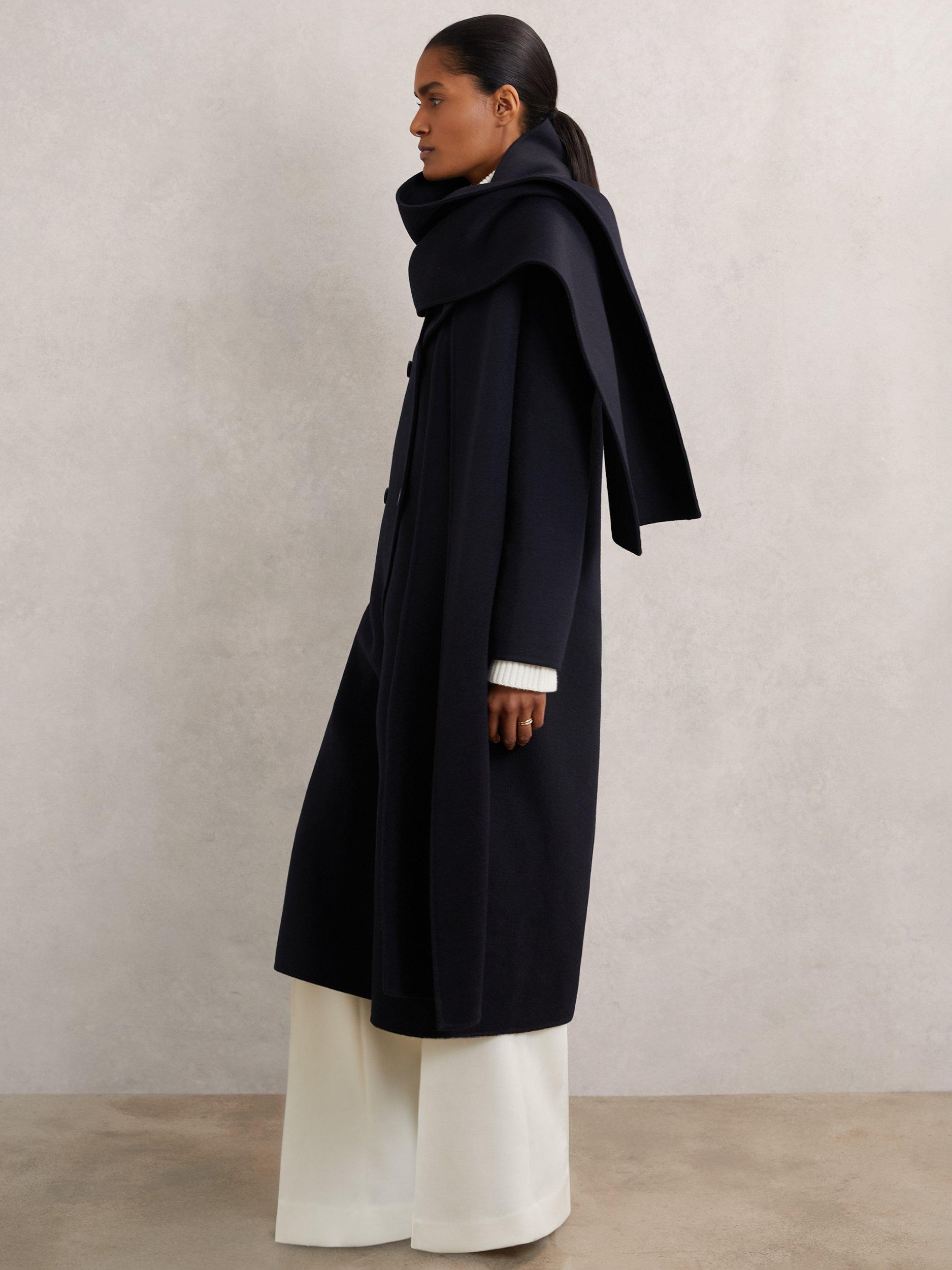Product image 1 of 5, which shows Reiss Petite Indira Wool Rich Coat, Navy, 12Pt