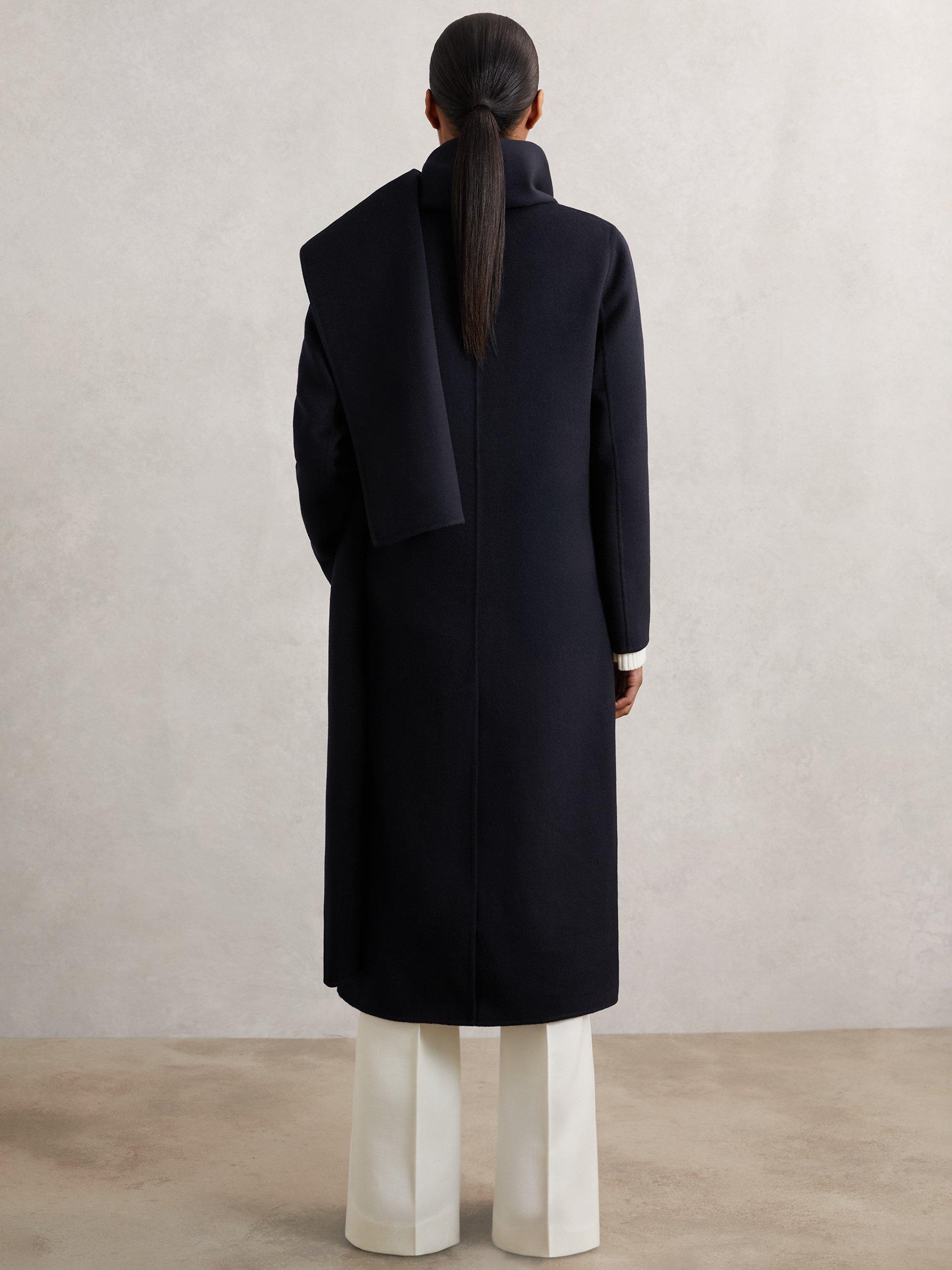 Product image 2 of 5, which shows Reiss Petite Indira Wool Rich Coat, Navy, 12Pt