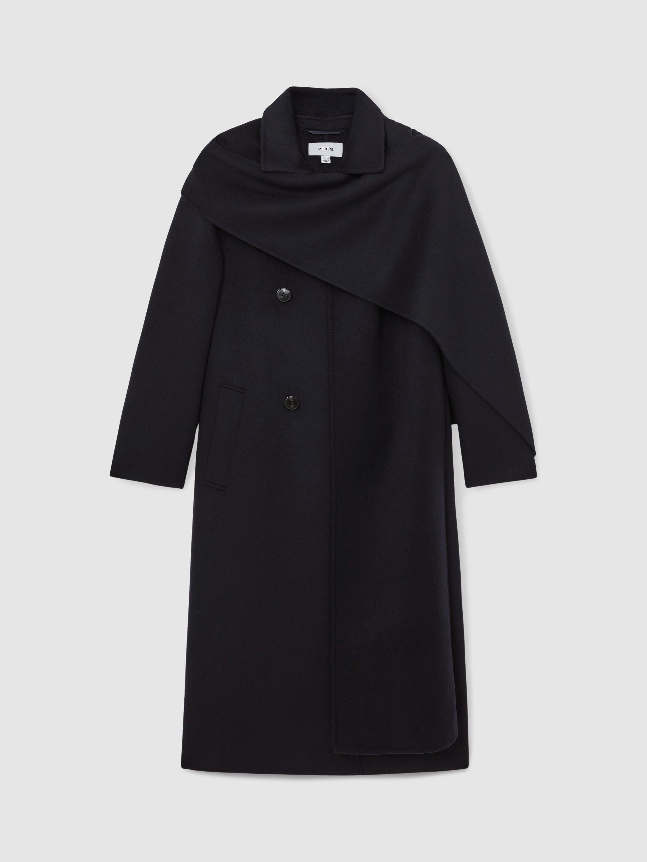 Product image 3 of 5, which shows Reiss Petite Indira Wool Rich Coat, Navy, 12Pt