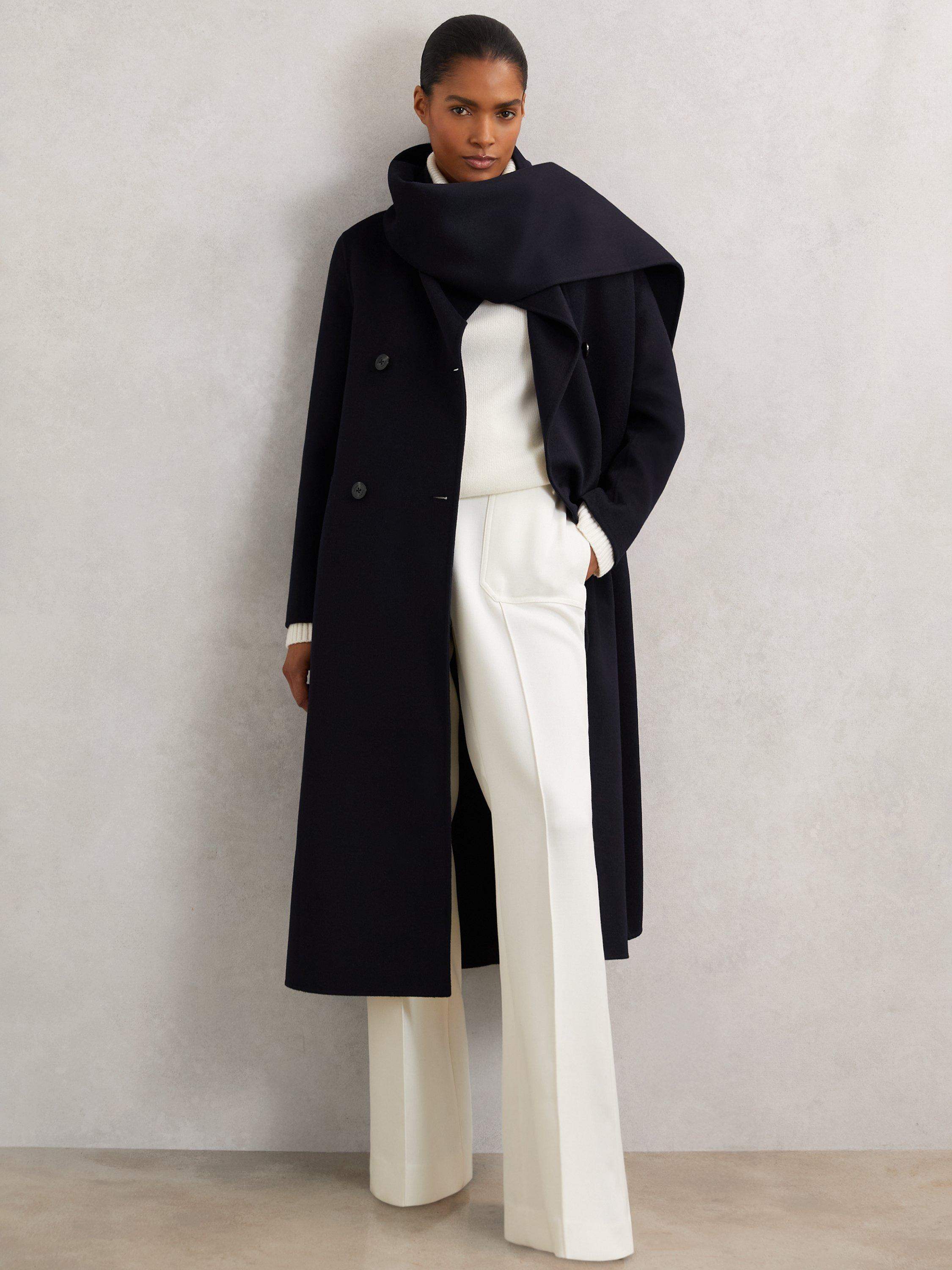 Product image 4 of 5, which shows Reiss Petite Indira Wool Rich Coat, Navy, 12Pt