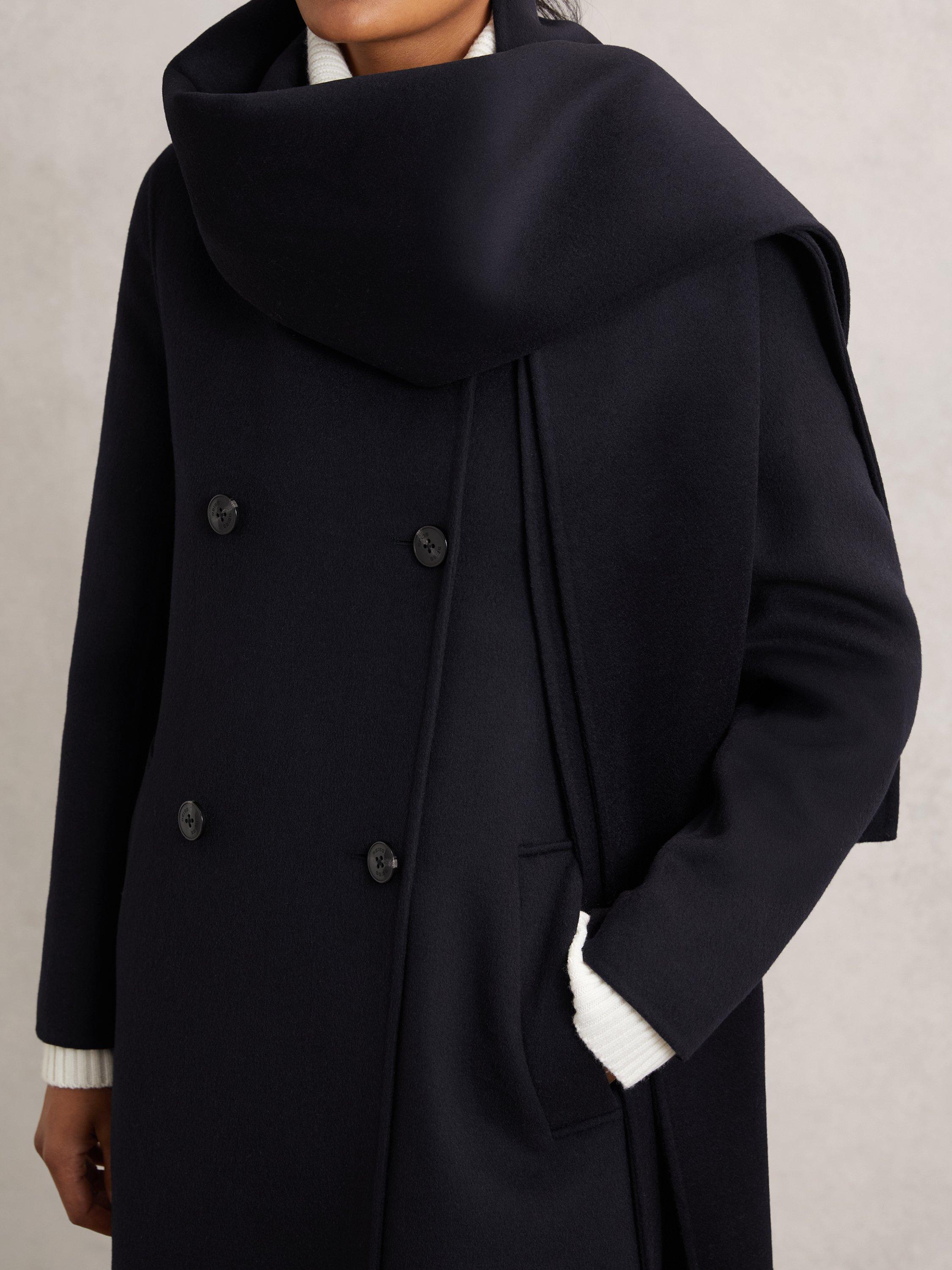 Product image 5 of 5, which shows Reiss Petite Indira Wool Rich Coat, Navy, 12Pt