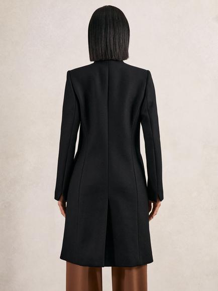 Reiss Max Petite Wool-Blend Wrapover Mid-Length Coat - view 2, Black