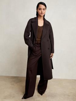 Reiss Petite Rene Double-Breasted Wool-Blend Blindseam Coat, Aubergine