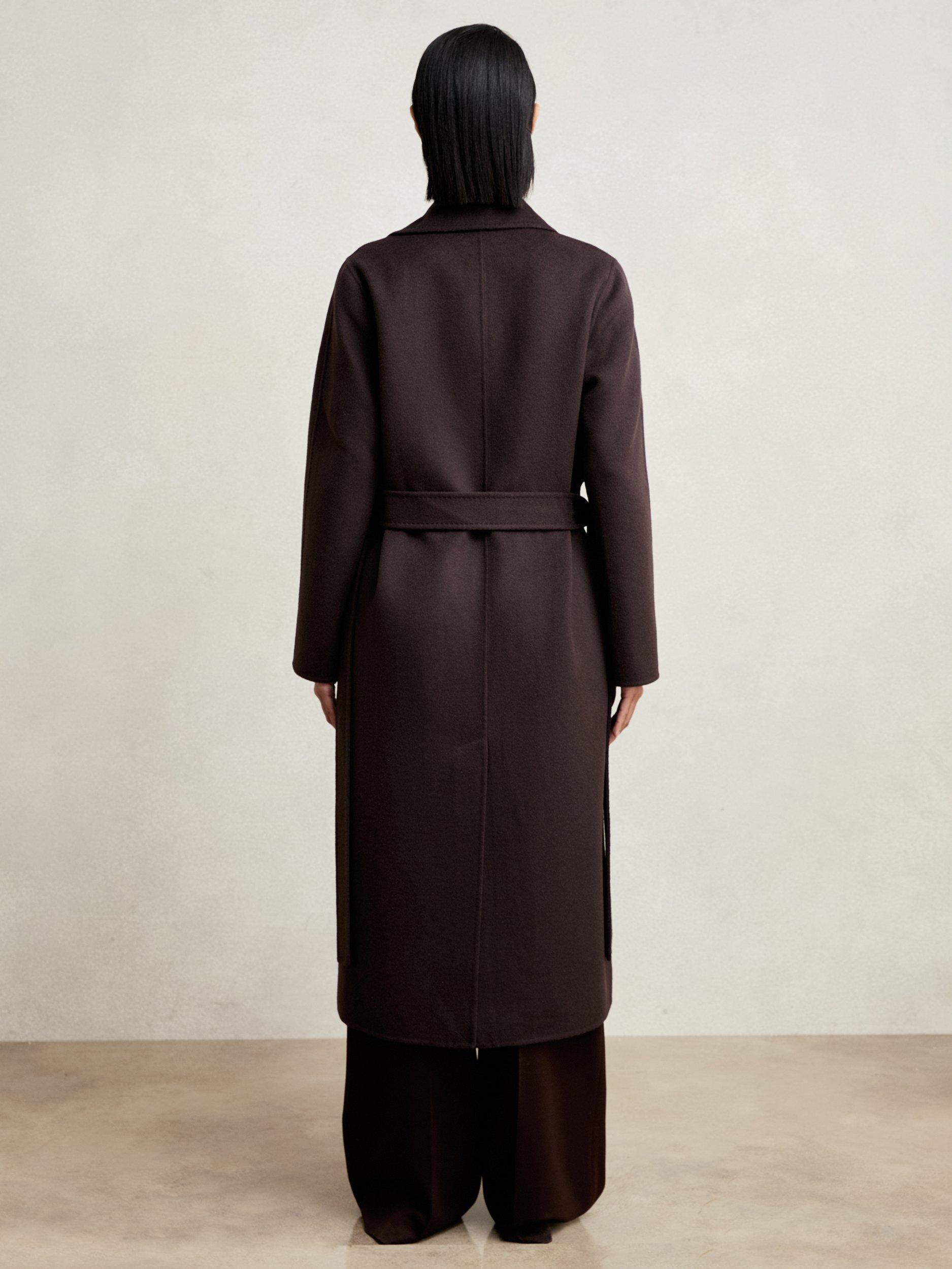 Product image 2 of 5, which shows Reiss Petite Rene Double-Breasted Wool-Blend Blindseam Coat, Aubergine, 6Pt