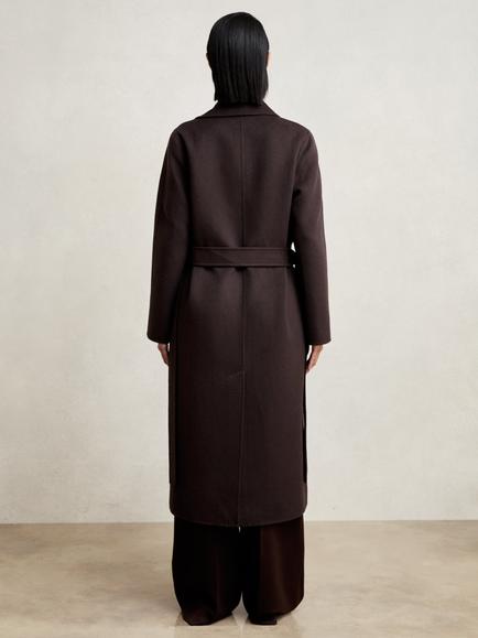Reiss Petite Rene Double-Breasted Wool-Blend Blindseam Coat - view 2, Aubergine