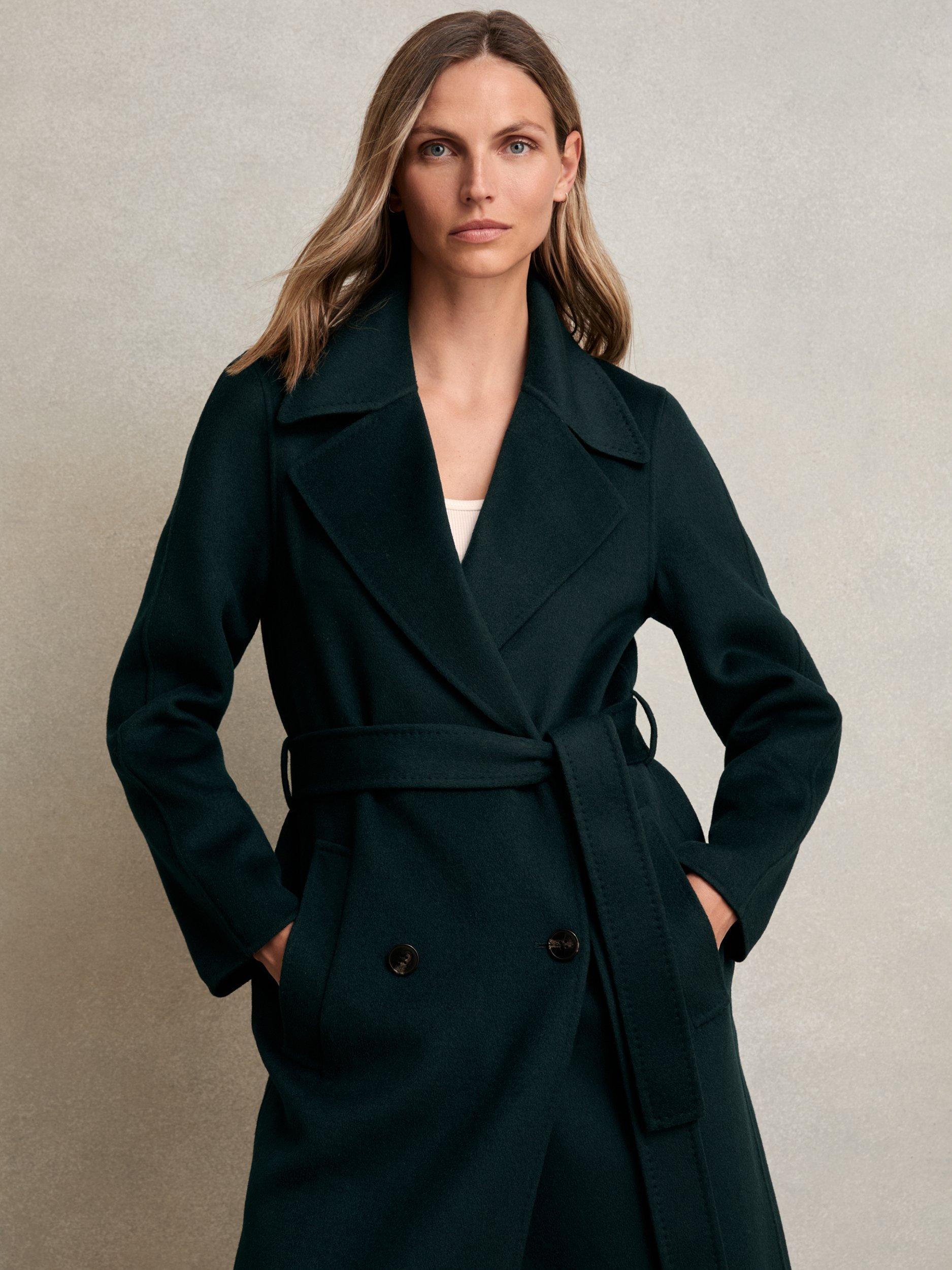 Product image 2 of 5, which shows Reiss Petite Rene Double-Breasted Wool-Blend Blindseam Coat, Green, 14Pt