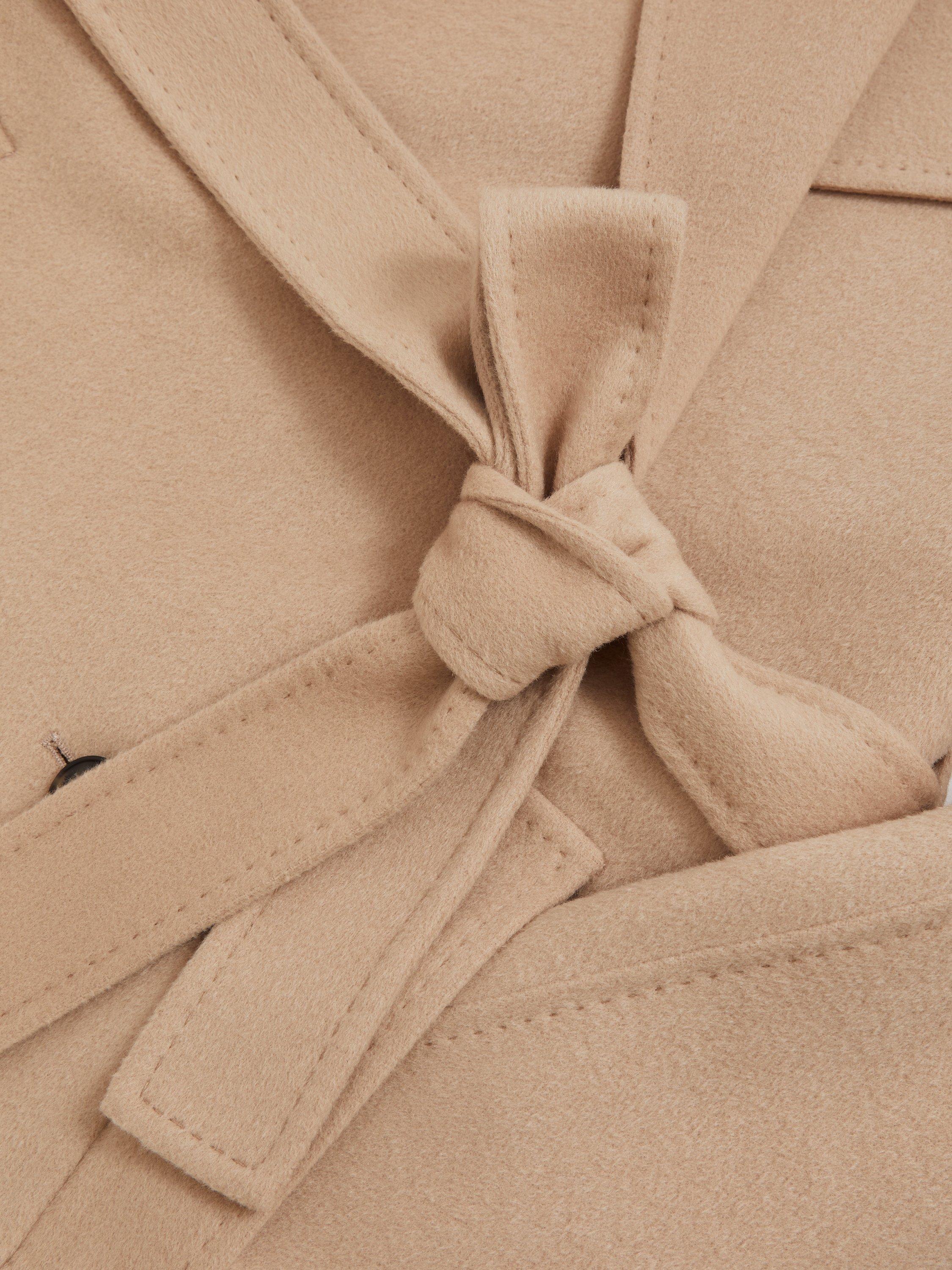 Product image 2 of 6, which shows Reiss Petite Rene Double-Breasted Wool-Blend Blindseam Coat, Neutral, 6Pt
