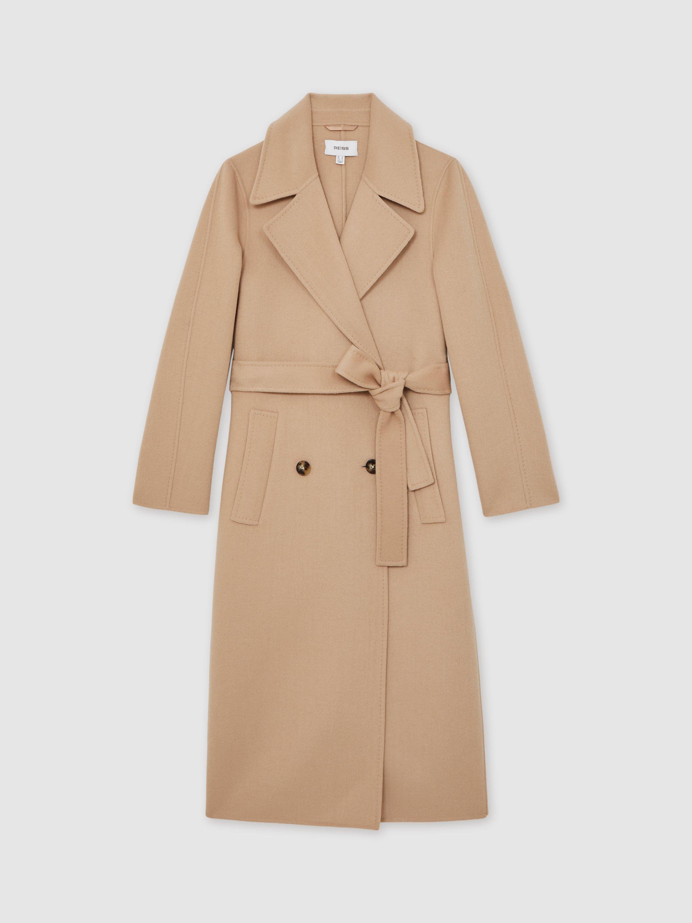 Product image 4 of 6, which shows Reiss Petite Rene Double-Breasted Wool-Blend Blindseam Coat, Neutral, 6Pt