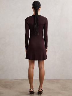 Reiss Alma Knit Bodycon Dress, Burgundy/Black - view 2, Burgundy/Black
