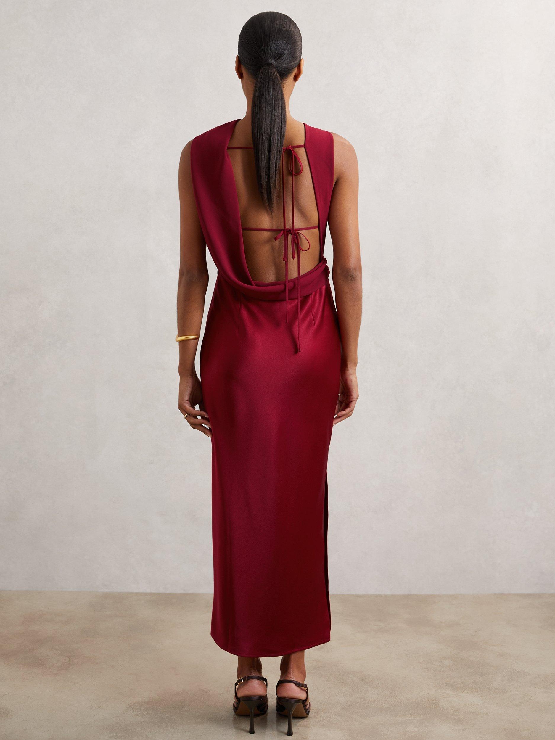 Product image 4 of 5, which shows Reiss Petite Alula Midi Dress, Red, 10Pt