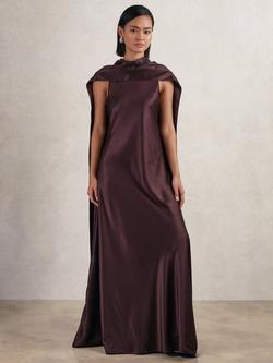 Reiss Fae Sleeveless Cowl Neck Maxi Dress, Burgundy