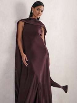 Reiss Petite Fae Cape Maxi Dress, Burgundy, Burgundy